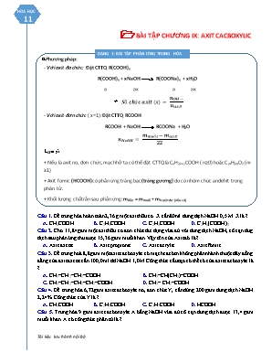 Bài tập Hóa học 11 - Chương IX Axit cacboxylic